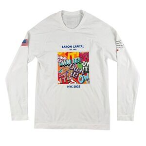 FIGS Shirt Mens M White Baron Capital NYC 2023 Own It Long Sleeve Athletic